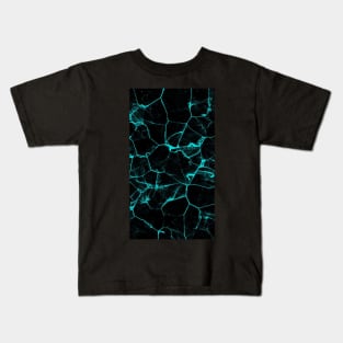 Neon Cyan Marble Pattern Kids T-Shirt